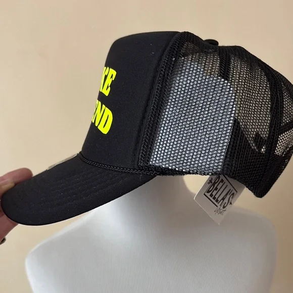 Black Trucker Hat with Yellow 'Lake Legend' Print - Picture 2 of 3